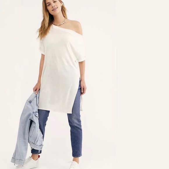 Free People Tops - Free People We The Free Beige Take It Easy Off The Shoulder Tunic